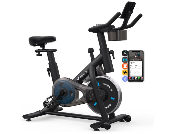 MERACH Exercise Bike with LCD Display, Stationary Bike with Exclusive App